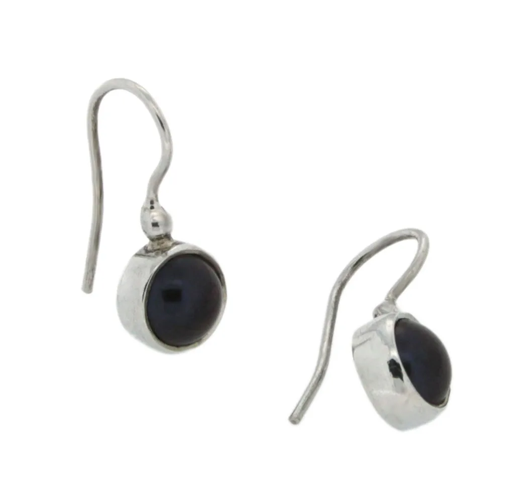 Zilveren oorhangers met zwarte Parel - Afbeelding 2