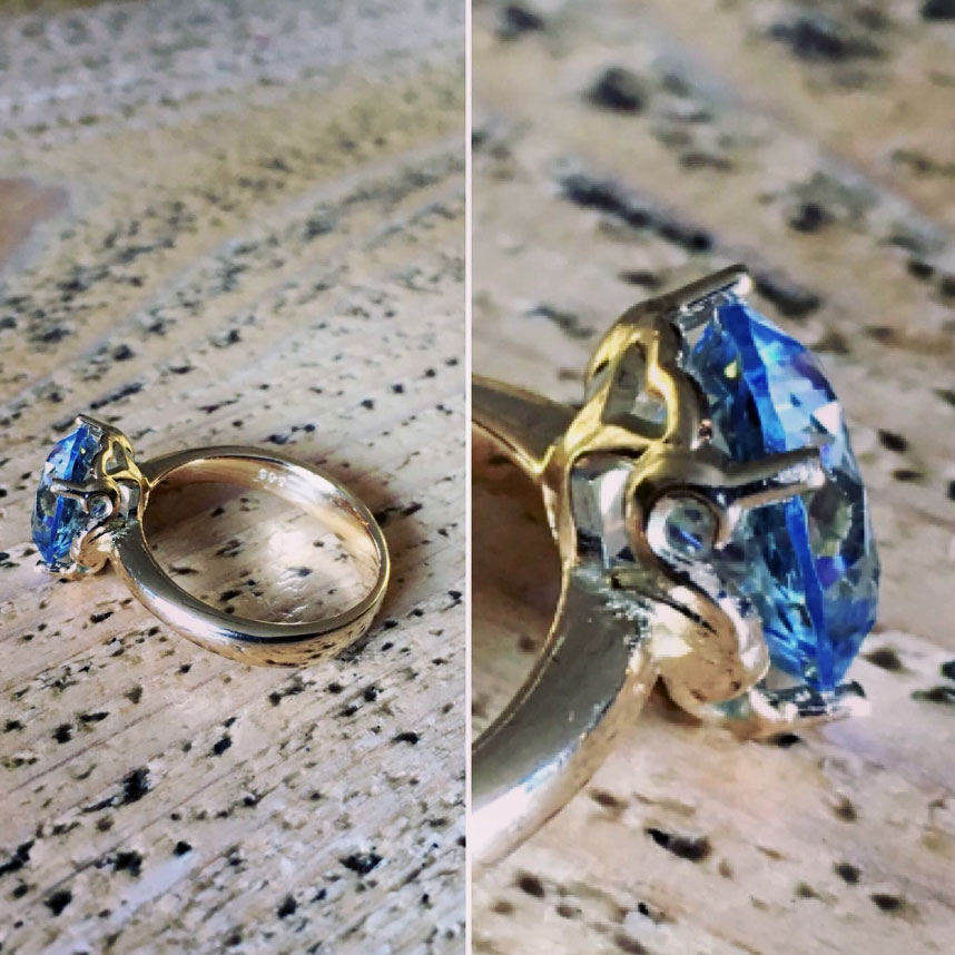 geelgouden ring met Aquamarijn