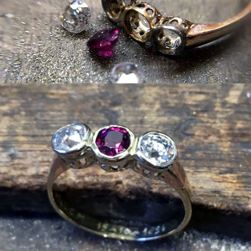 reparatie aan geelgouden riing