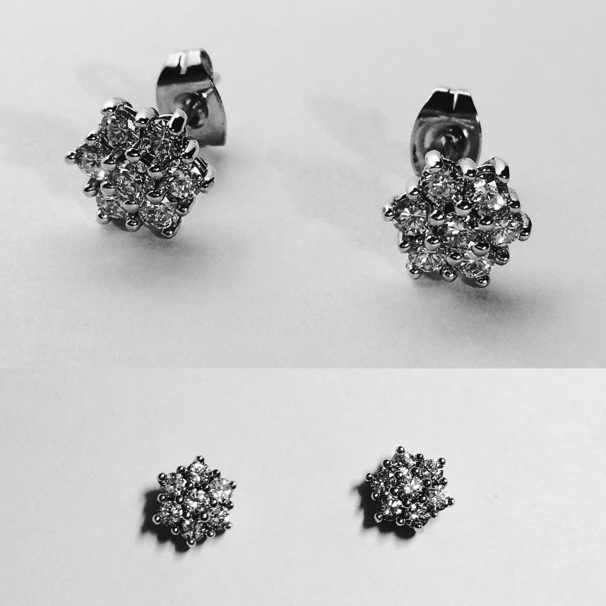 witgouden oorstekers met Diamant