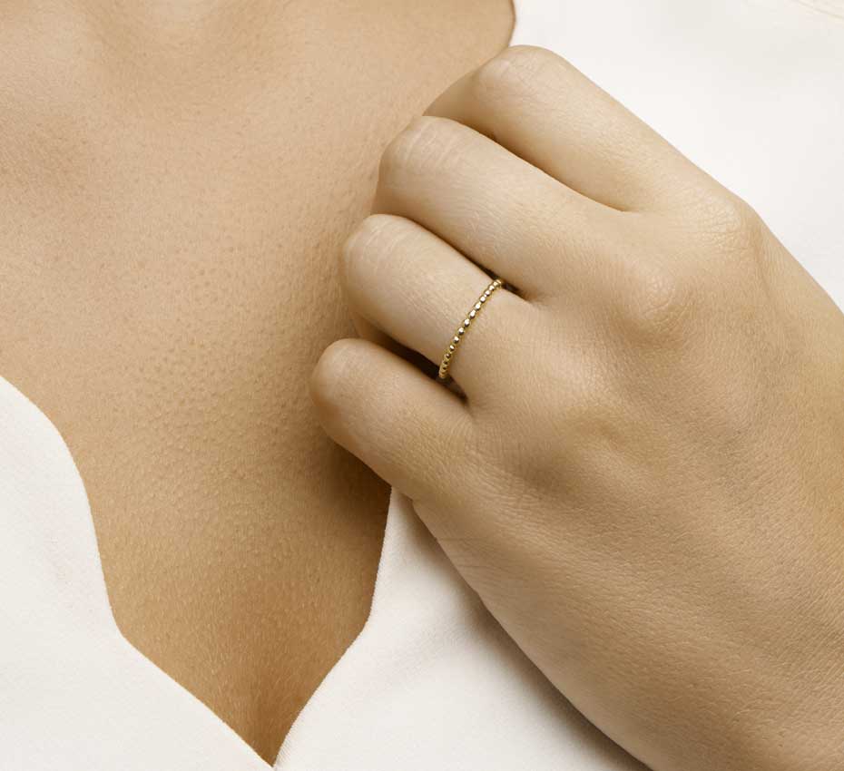 Geelgouden aanschuifring bolletjes