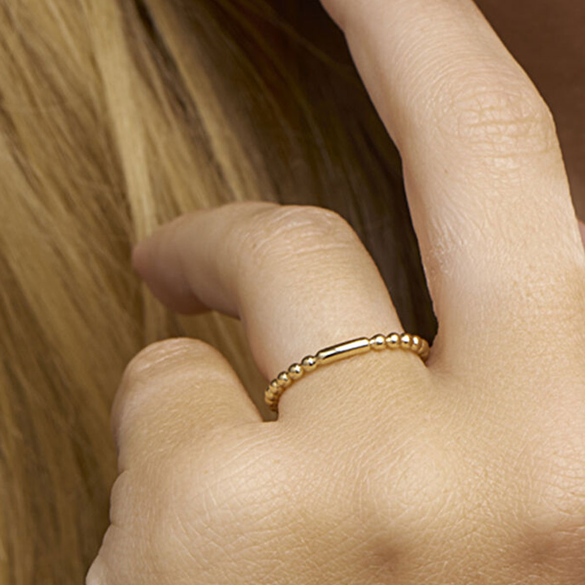 14k Geelgouden Aanschruifring met Bolletjes - Afbeelding 3