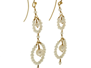 Zilver/vergulde oorhangers met Parels