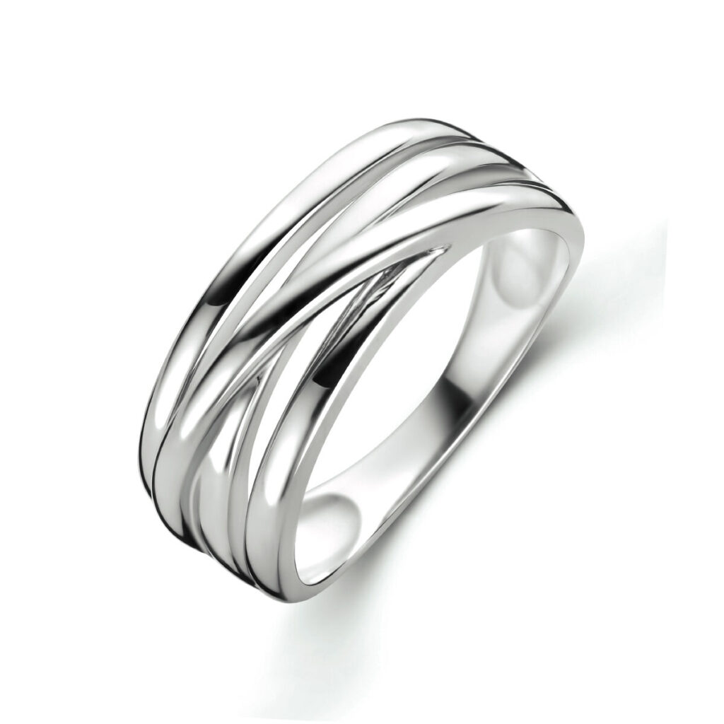 Zilveren lijnen ring
