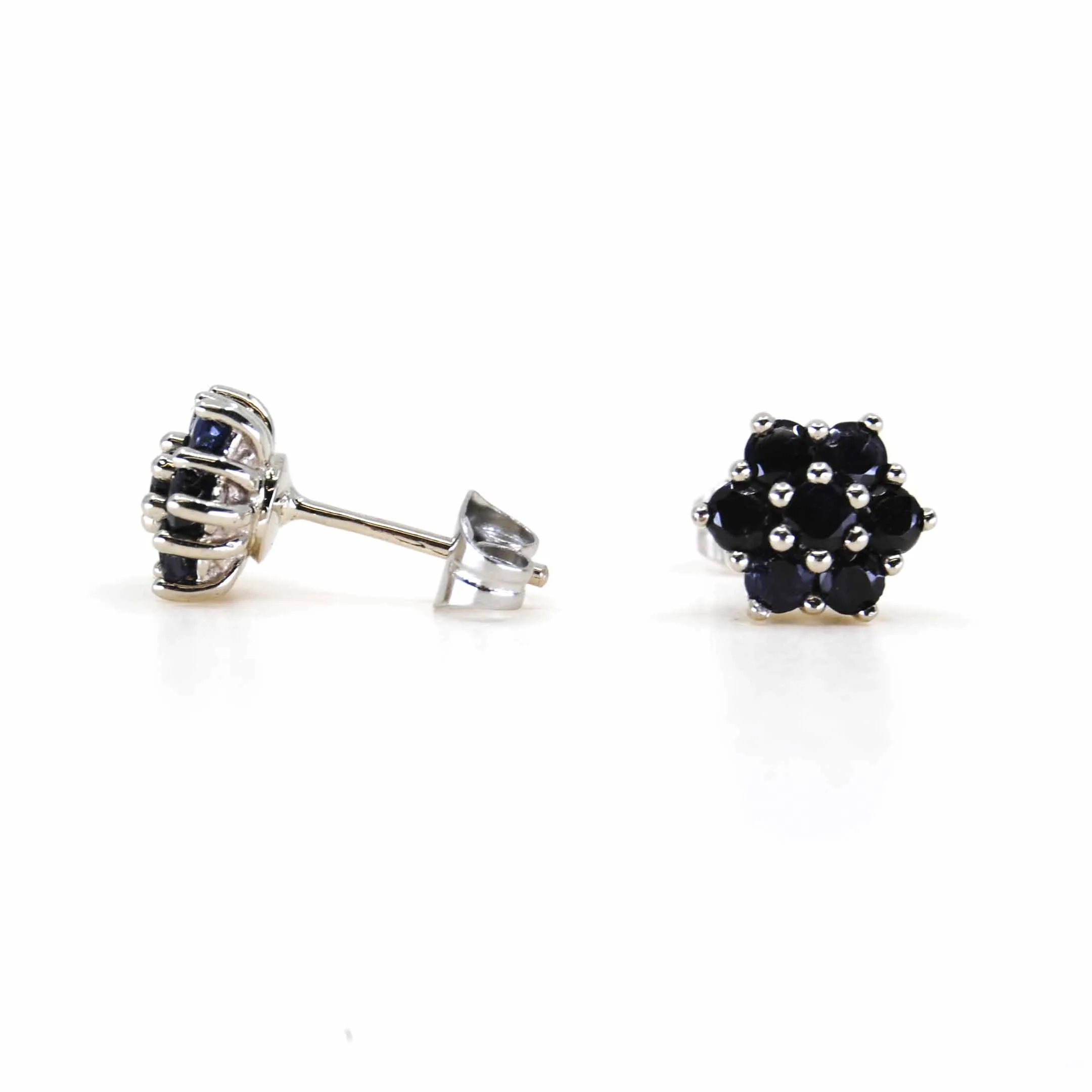 14K Witgouden studs vintage Saffier