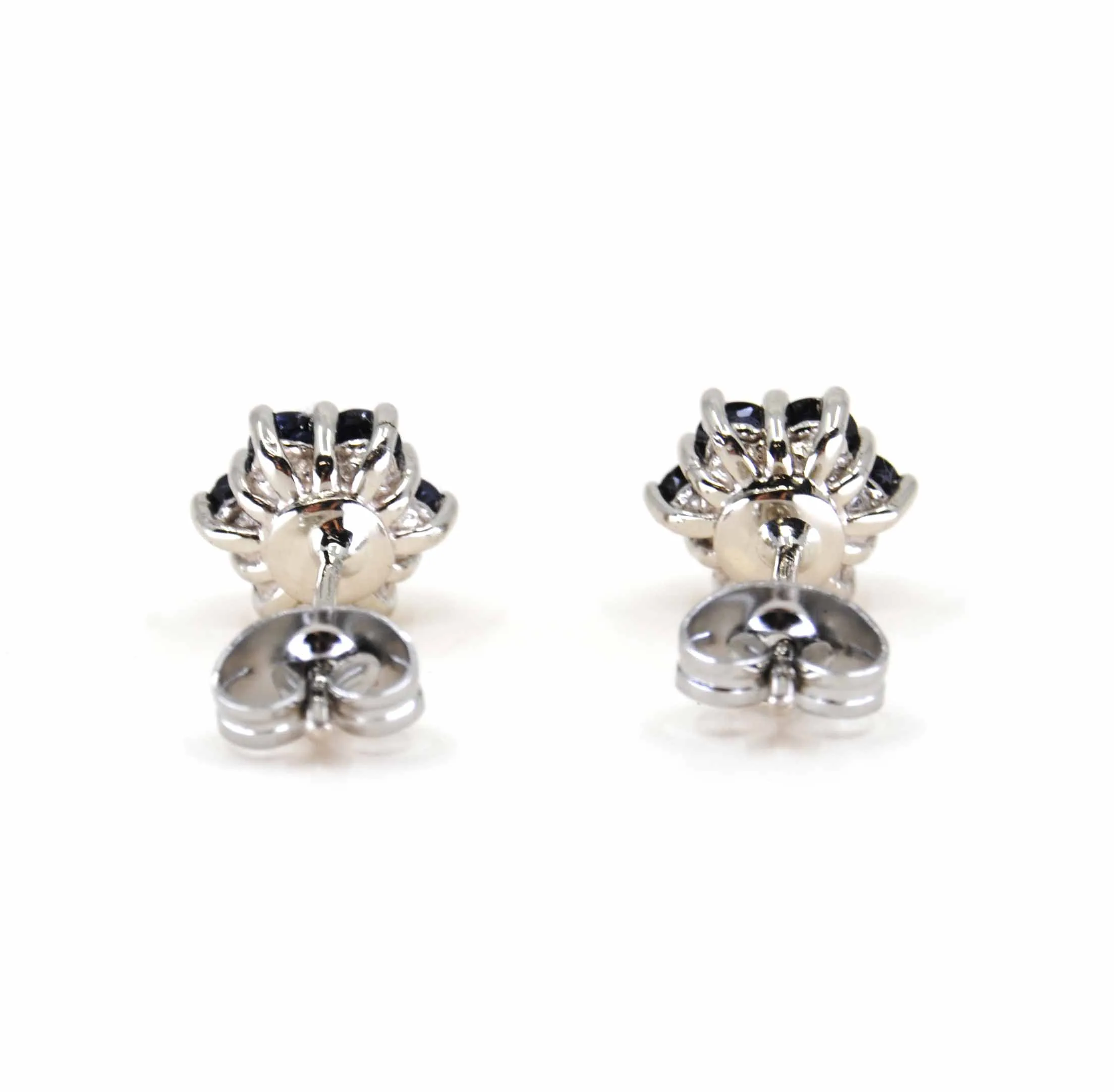 14K Witgouden studs vintage Saffier