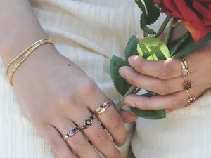 14K Gouden ring Lissabon Geelgouden ring Rio Gouden ring met granaat Gouden ring met Saffier en Granaat