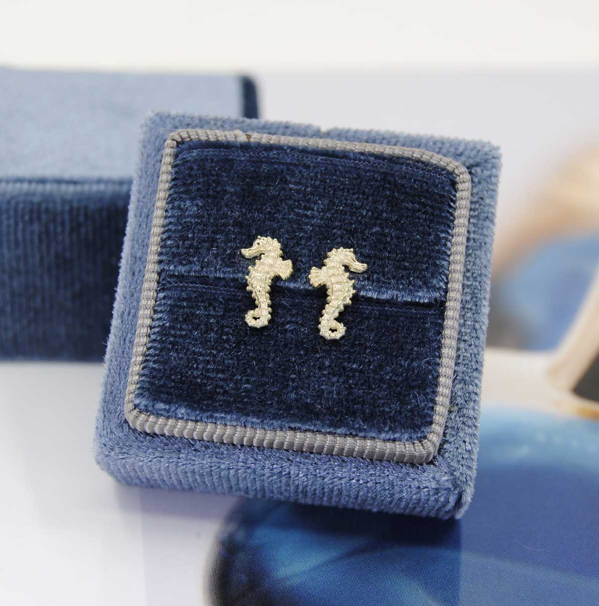 14K Gouden oorknoppen zeepaard