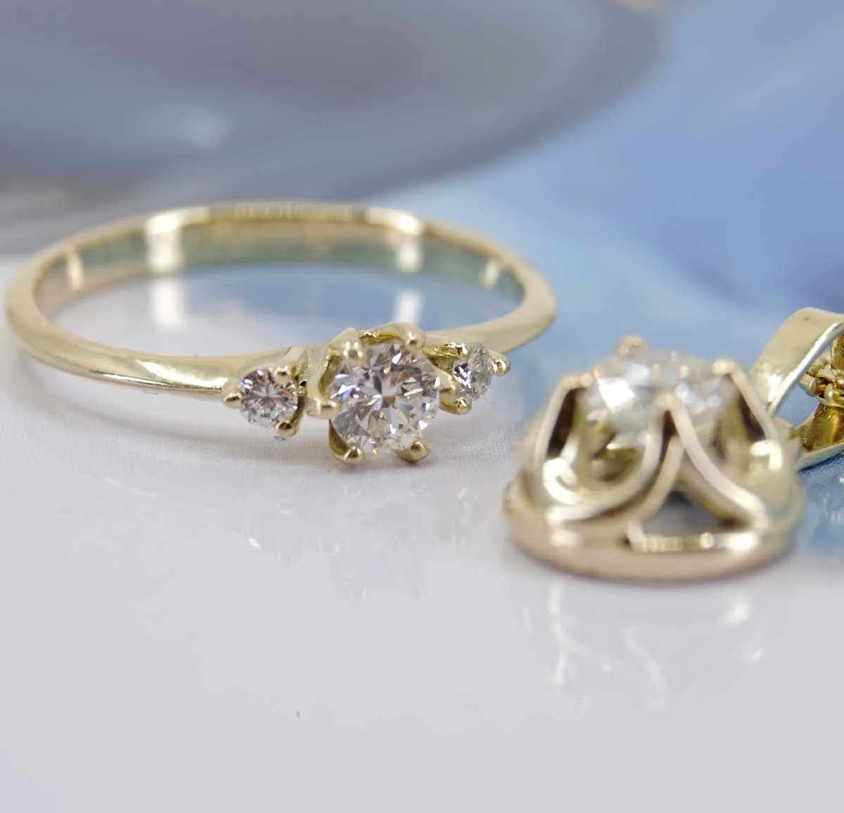 Geelgouden ring Havana met Diamant 14K Gouden hanger met Diamant