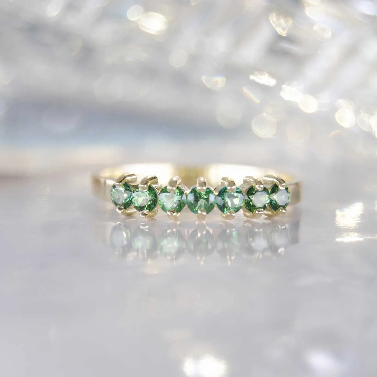 Geelgouden ring Lucca met groene Topaas