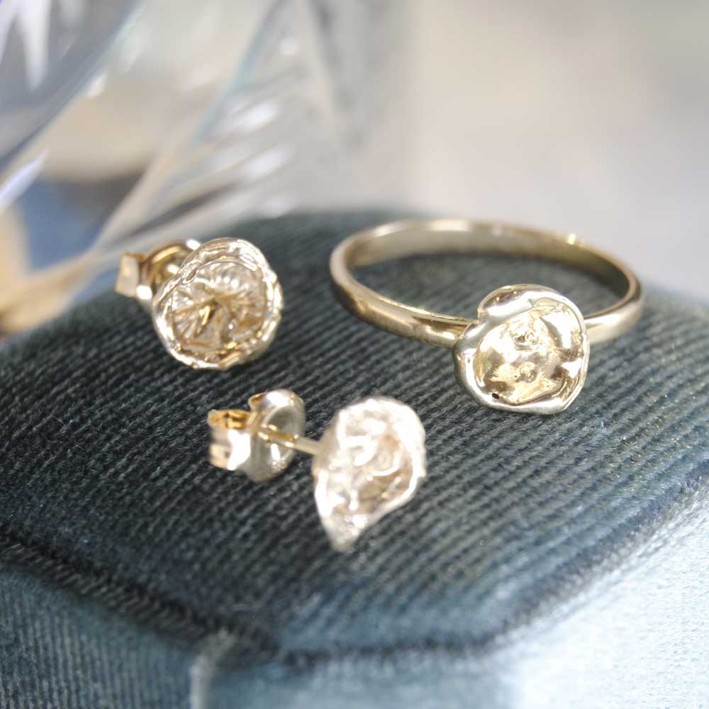 14K Gouden ring met nugget