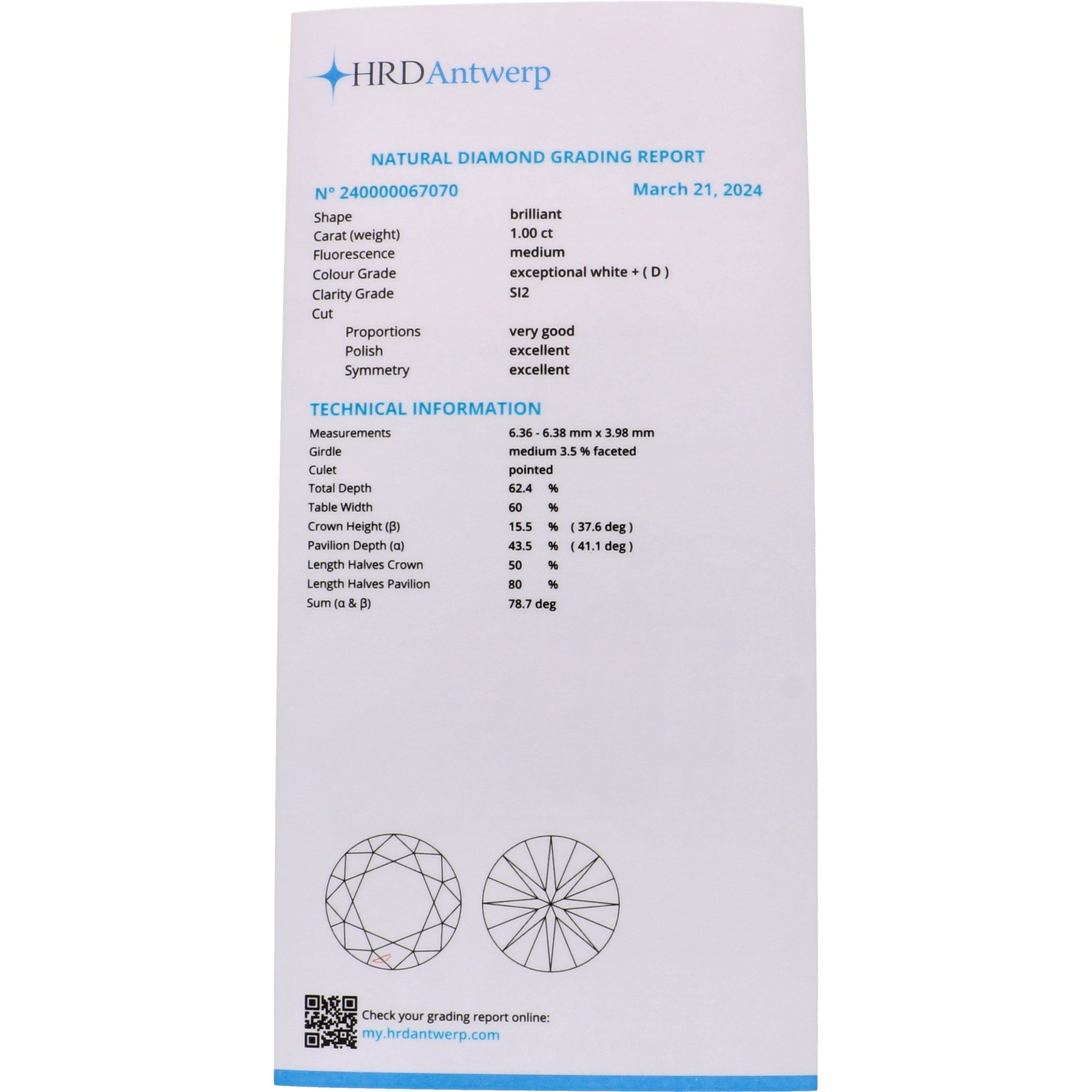 briljant geslepen Diamant 1,0 karaat