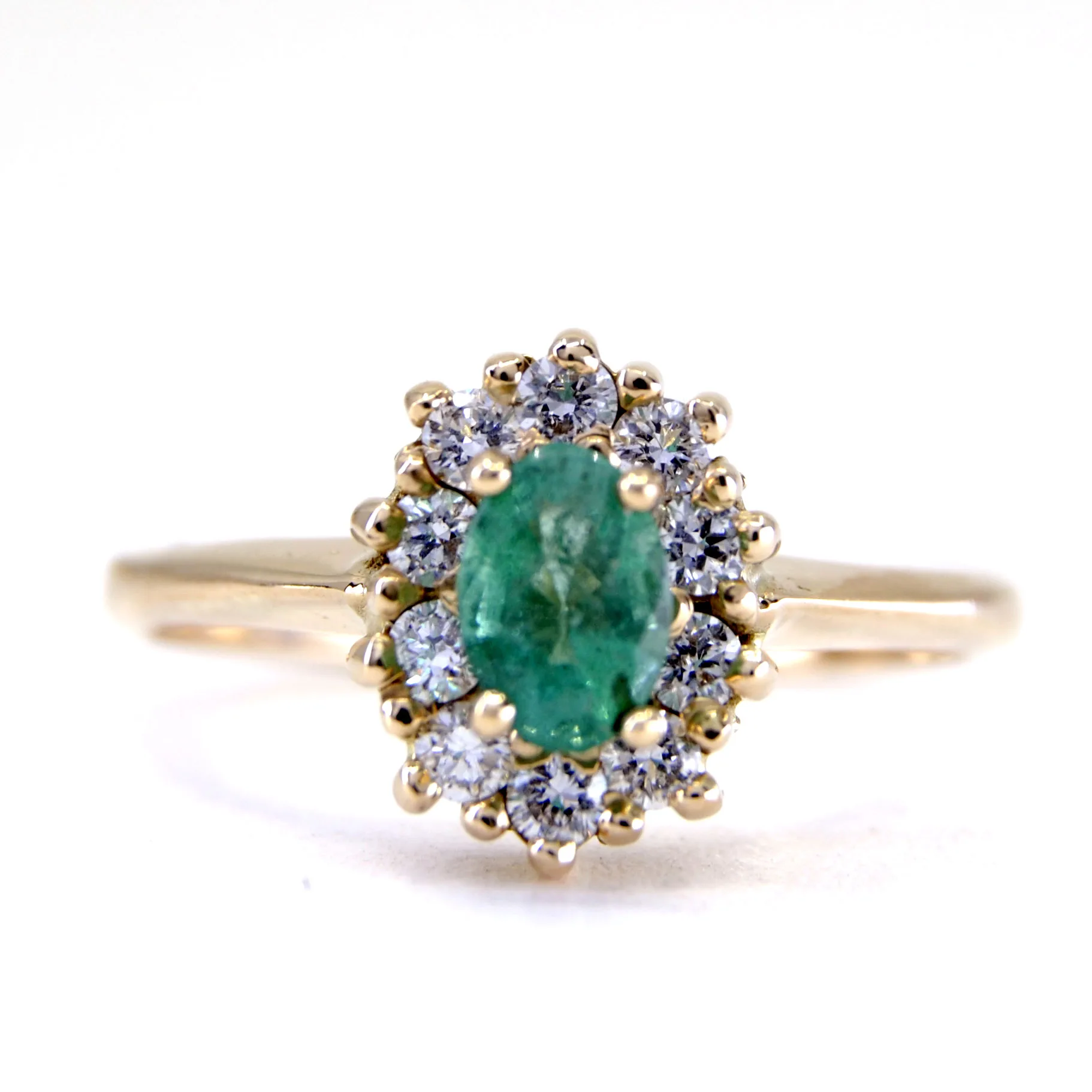 Gouden ring Luik met Smaragd en Diamant